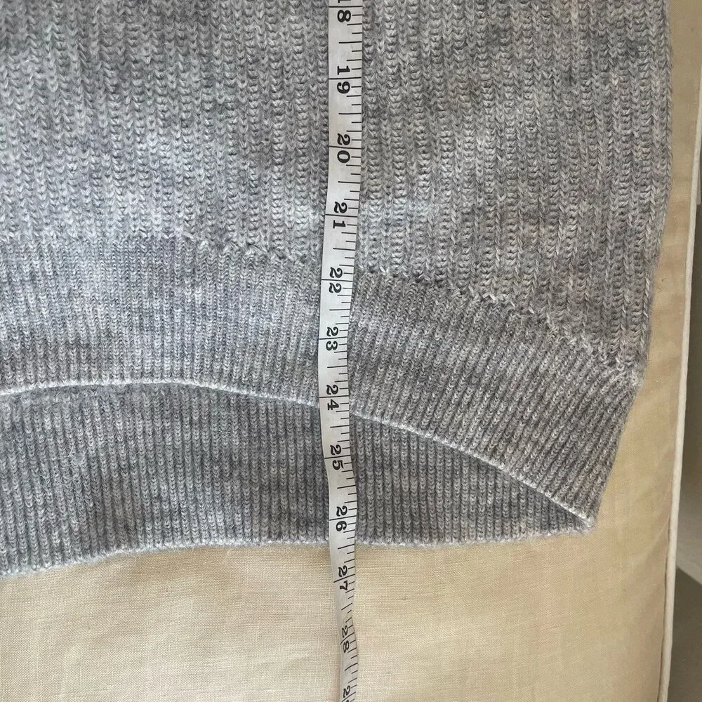Michael Kors cold shoulder flounce Mohair Blend Gray Knit Ribbed Sweater size S